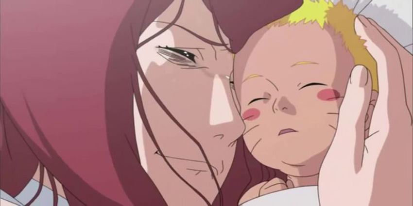 Uzumaki Kushina và Naruto lúc mới sinh