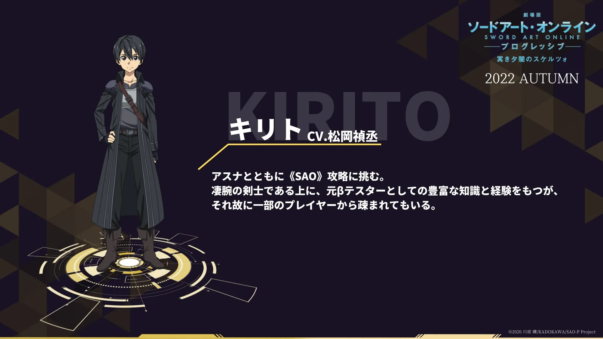 thiết kế nhân vật kirito trong anime Sword Art Online: Progressive -Scherzo of the Deep Night-