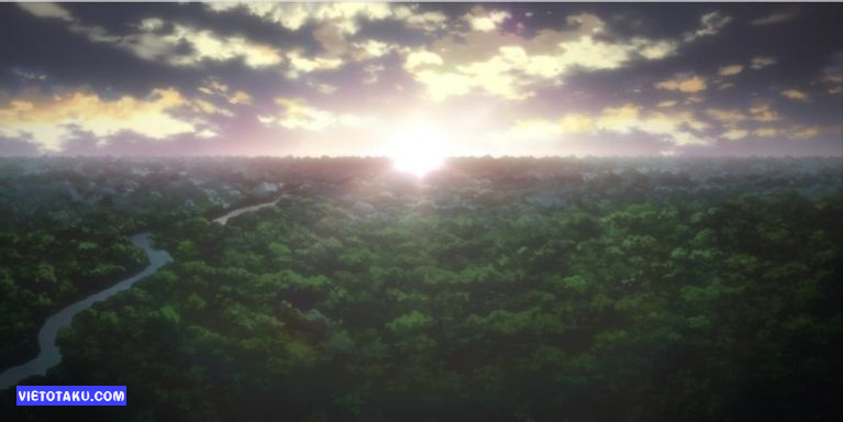 khung cảnh khu rừng trong anime miền đất hứa